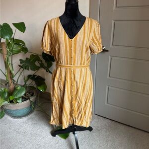 Universal Thread Gold Puff Sleeve V-Neck Sundress